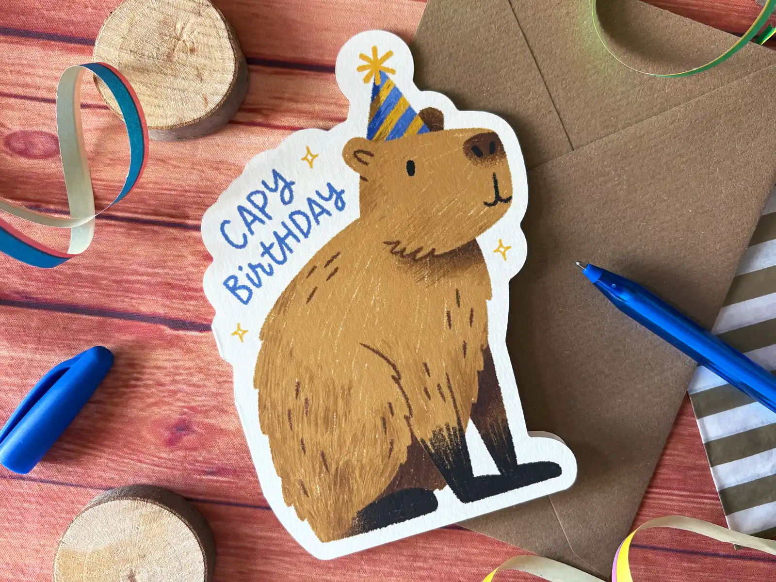 Capybara Birthday Card front view