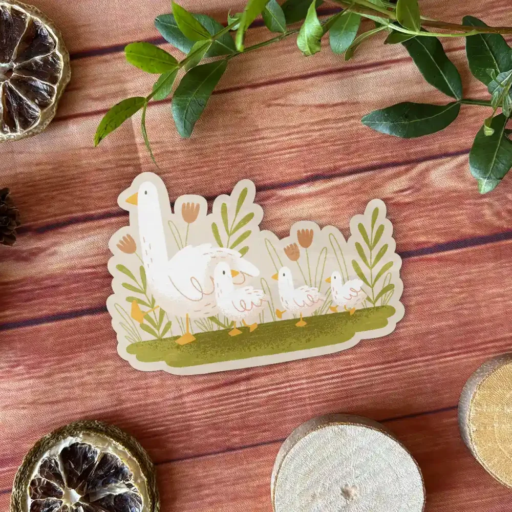 Spring geese sticker