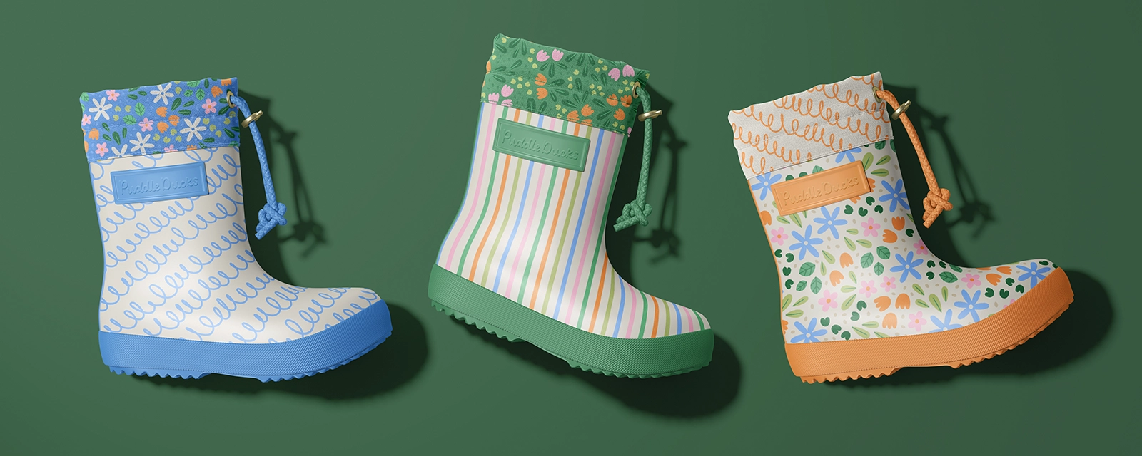 Clare Lewis Puddle Ducks Pattern Wellies