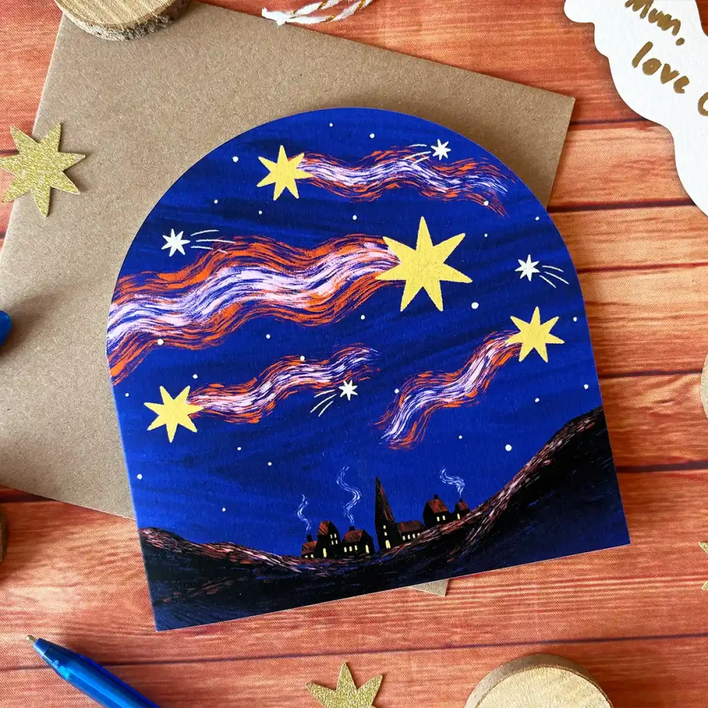 Guiding Star Christmas Card: Town