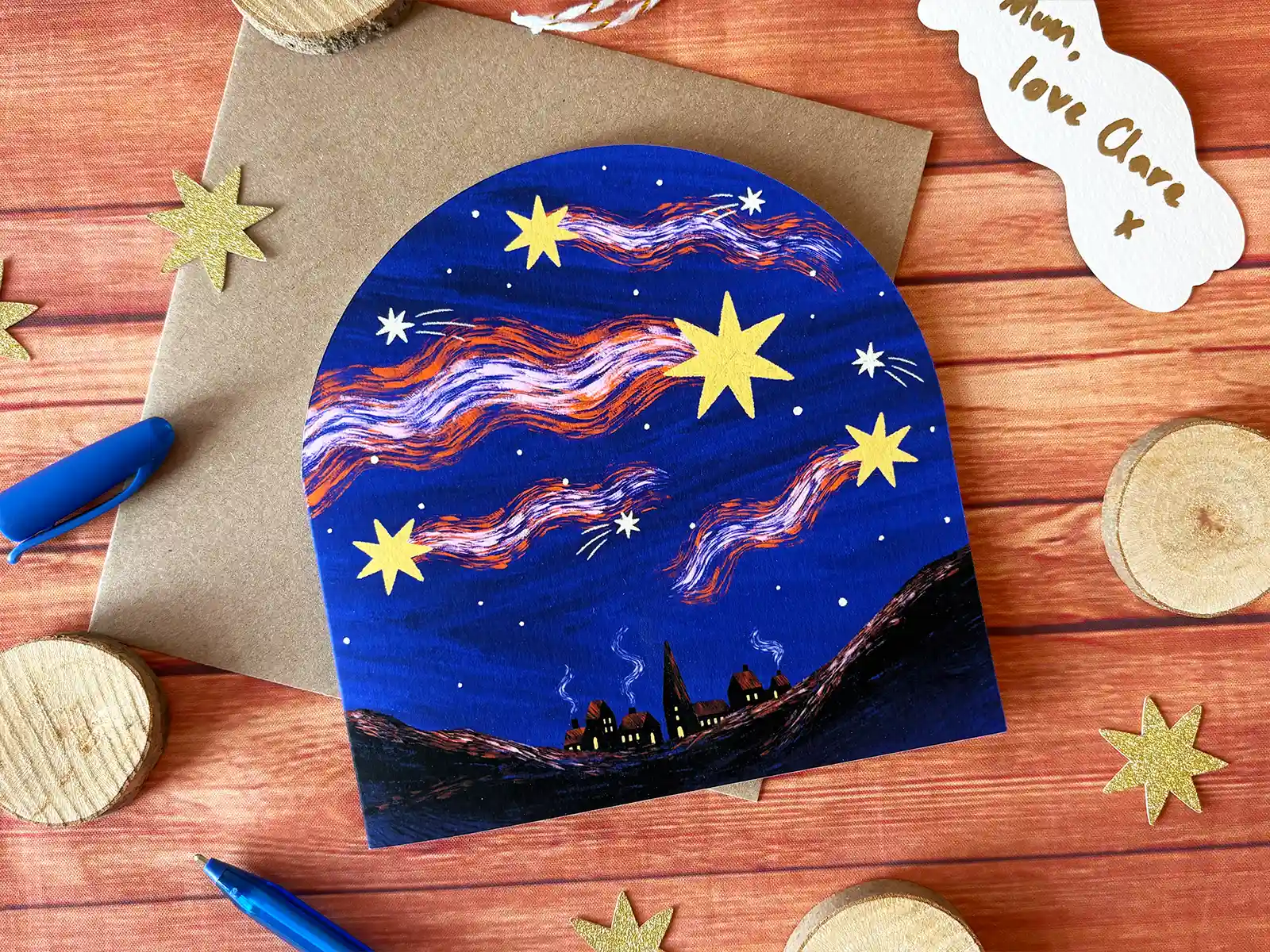 Guiding Star Christmas Card: Town