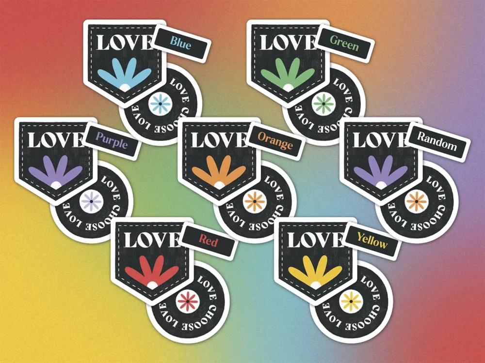 Pride sticker page colour options