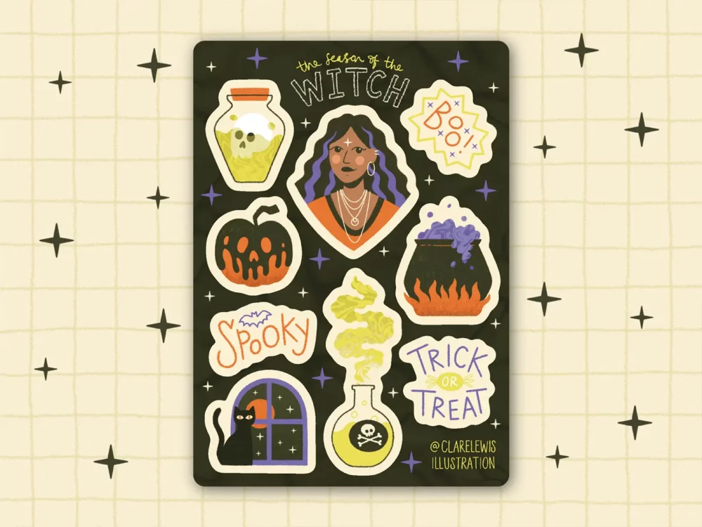 Season of the witch sticker sheet design